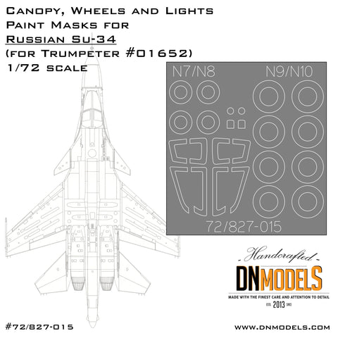 DNモデル 72/827-015 1/72 Su-34 フルバック迷彩塗装マスク ロシア戦闘爆撃機用(トランペッター 01652用)