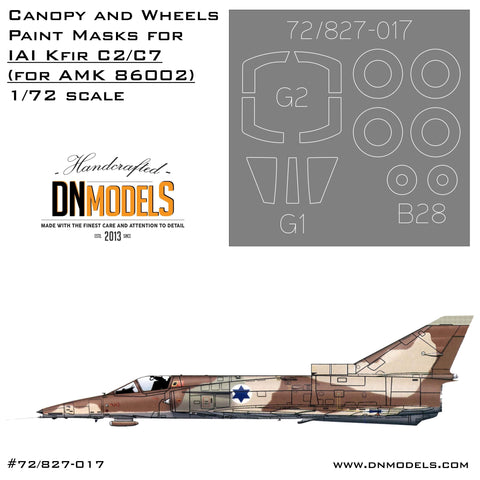 DNモデル 72/827-017 1/72 IAI クフィル C2/C7 キャノピー&ホイール ペイントマスク (AMK 86002用)