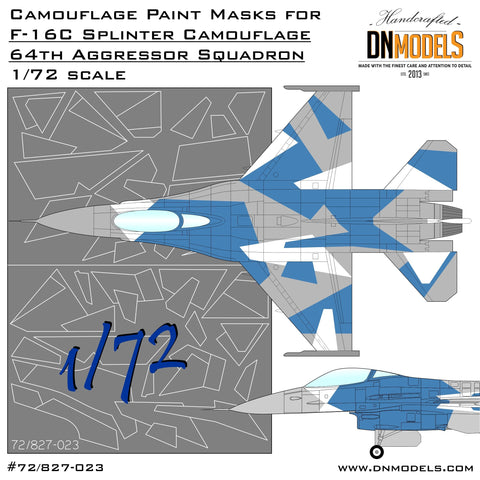 DNモデル 72/827-023 1/72 スプリンター F-16C 第64アグレッサー飛行隊用迷彩塗装マスク(タミヤ用)