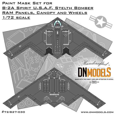 DNモデル 72/827-030 1/72 B-2 スピリット ステルス爆撃機 RAMパネル/ホイール/キャノピーペイントマスクセット(モデルコレクト用)