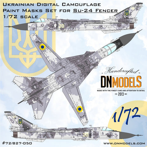 DNモデル 72/827-050 1/72 Su-24M フェンサー ウクライナ デジタル迷彩 & 記章マスクセット(イタレリ,ドラゴン,ビレック,トランぺッター用)