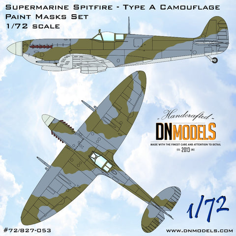 DNモデル 72/827-053 1/72 スーパーマリン スピットファイア タイプA 迷彩塗装マスクセット(全キット用)