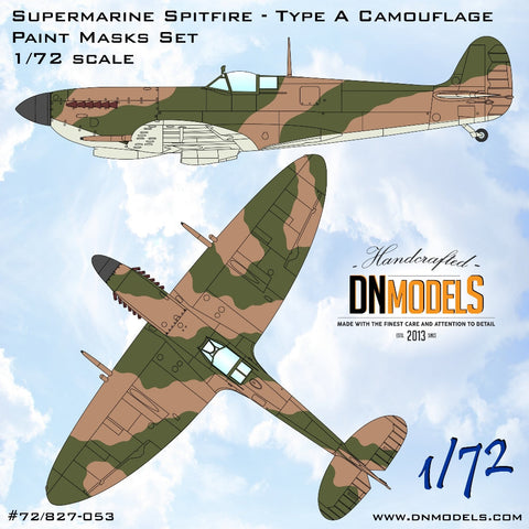 DNモデル 72/827-053 1/72 スーパーマリン スピットファイア タイプA 迷彩塗装マスクセット(全キット用)