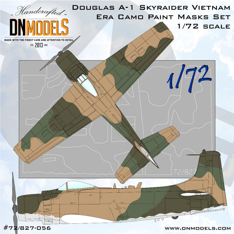 DNモデル 72/827-056 1/72 ダグラス A-1 スカイレイダー ベトナム戦争期迷彩塗装マスクセット(全キット用)