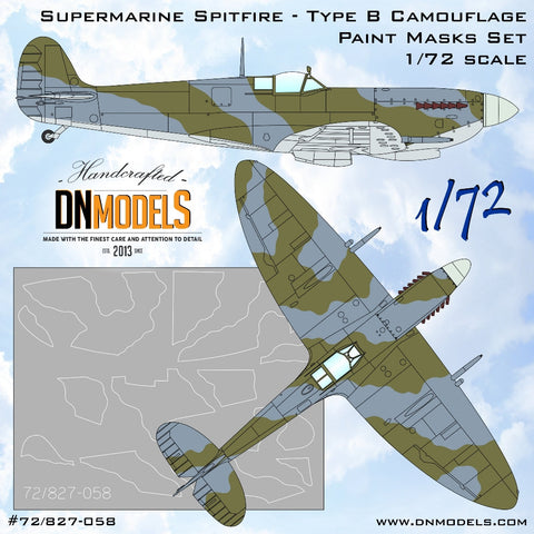 DNモデル 72/827-058 1/72 スーパーマリン スピットファイア タイプB 迷彩塗装マスク(全キット用)