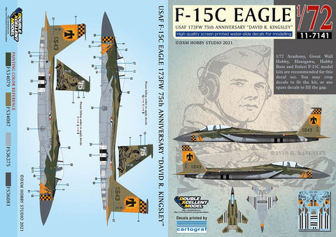 DXM 11-7141 1/72 アメリカ空軍 F-15C 第173戦闘航空団 75周年 "デビッド・リチャード・キングスリー" カルトグラフ製デカール
