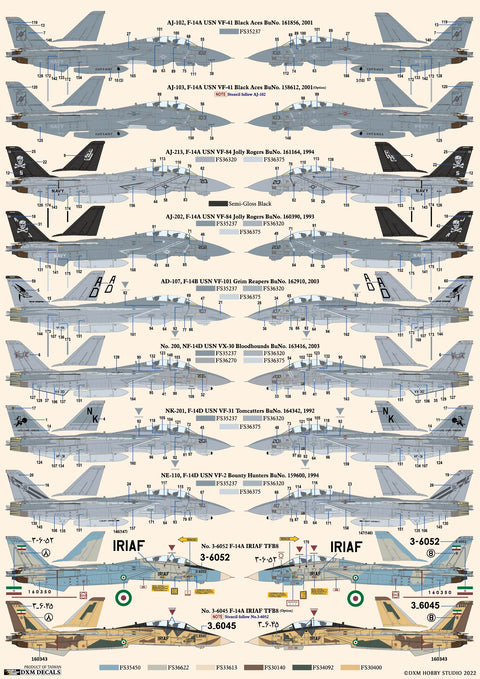 DXM 21-7153 1/72 アメリカ海軍 VF-2/31/41/84/101&イラン空軍 F-14 トムキャット コレクション #4