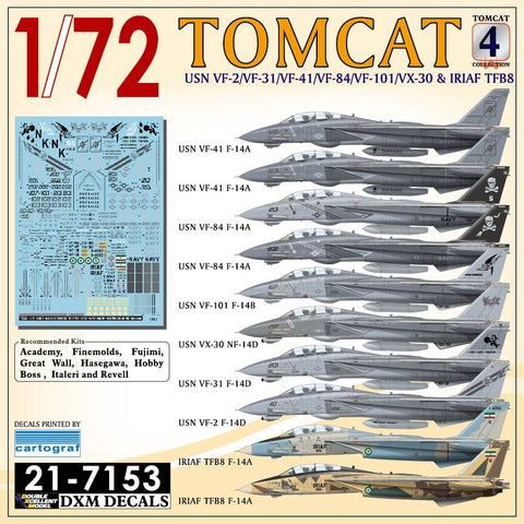 DXM 21-7153 1/72 アメリカ海軍 VF-2/31/41/84/101&イラン空軍 F-14 トムキャット コレクション #4