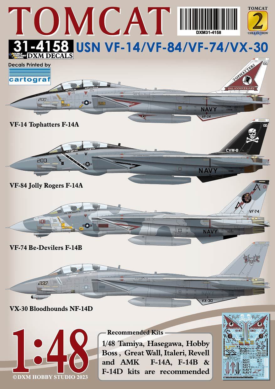 DXM 31-4158 1/48 アメリカ海軍 F-14A/B/D VF-14/74/84/ & VX-30 トム