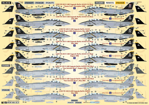 DXM 31-4270 1/48 アメリカ海軍 F-14B トムキャット VF-103 ジョリーロジャース 2000-2004(ハセガワ, グレートウォール, ホビーボス用)