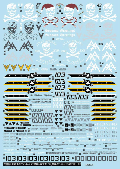 DXM 31-4270 1/48 アメリカ海軍 F-14B トムキャット VF-103 ジョリーロジャース 2000-2004(ハセガワ, グレートウォール, ホビーボス用)