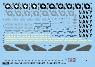 DXM 51-4272 1/48 アメリカ海軍 F/A-18E/F スーパーホーネット VFA-22 & VFC-12(ハセガワ,Meng, レベル用)