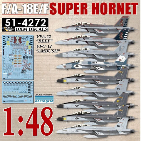 DXM 51-4272 1/48 アメリカ海軍 F/A-18E/F スーパーホーネット VFA-22 & VFC-12(ハセガワ,Meng, レベル用)
