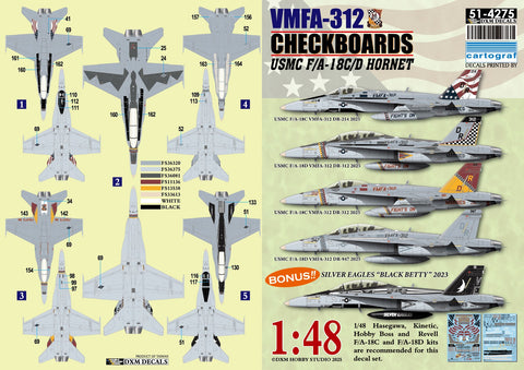 DXM 51-4275 1/48 アメリカ海兵隊 F/A-18C/D ホーネット VMFA-312 チェッカーボーズ (ハセガワ,キネティック,ホビーボス用)