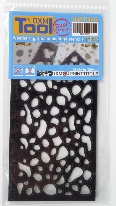 DXM T0003 ウェザリング/錆/退色 デュアルエフェクト エアブラシステンシル #3(15cm X 7cm)