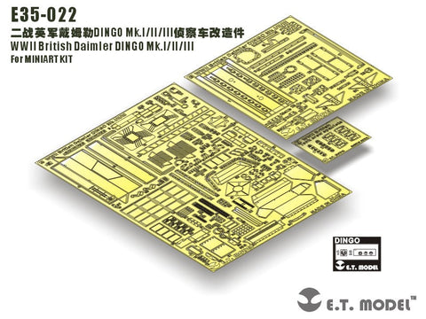 E.T.モデル E35-022 1/35 WWII ブリティッシュ ダイムラーディンゴ Mk.I/II/III(MINIART 用) エッチングパーツ