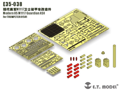 E.T.モデル E35-038 1/35 現用アメリカ M1117 ガーディアン装甲車(トランぺッター 01541用) エッチングパーツ