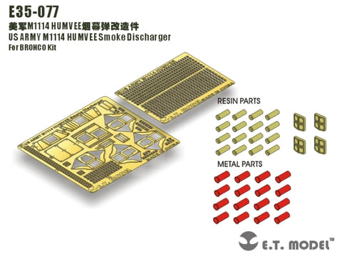 E.T.モデル E35-077 1/35 アメリカ陸軍 M1114 ハンヴィー スモークディスチャージャー(ブロンコ用) エッチングパーツ