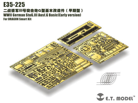 E.T.モデル E35-225 1/35 WWII ドイツ III号突撃砲G型 ベーシックセット(初期型)(ドラゴン/スマートキット用) エッチングパーツ