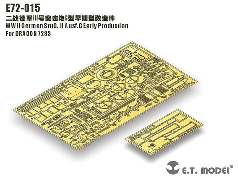 E.T.モデル E72-015 1/72 WWII ドイツ III号突撃砲G型 初期型(ドラゴン 7283用) エッチングパーツ