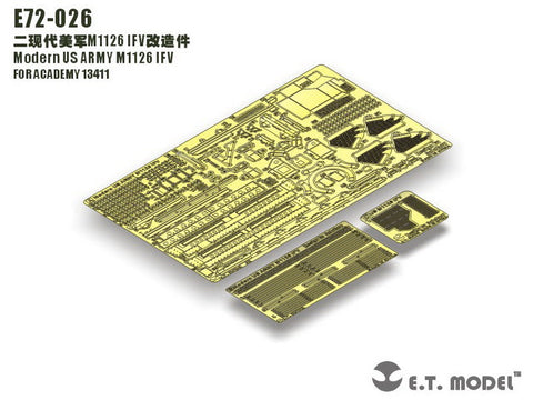 E.T.モデル E72-026 1/72 現用アメリカ陸軍 M1126 ストライカー(アカデミー 13411用) エッチングパーツ