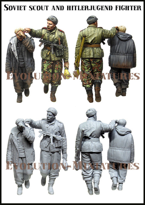 エボリューション EM-35014 1/35 WWII ソビエト 偵察兵とヒトラーユーゲント捕虜(2体)