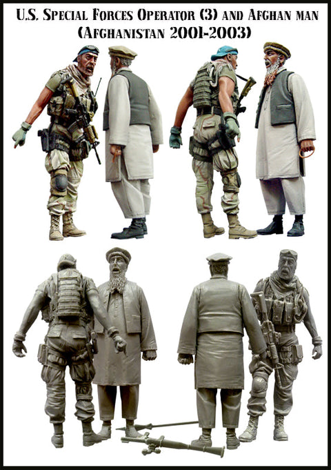 エボリューション EM-35048 1/35 現用 アメリカ 特殊部隊兵士とアフガニスタン人 アフガニスタン 2001-2003(3)(2体)