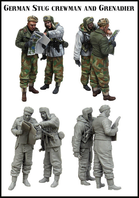 エボリューション EM-35158 1/35 WWII ドイツ 突撃砲兵と擲弾兵(2体)