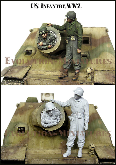 エボリューション EM-35188 1/35 WWII アメリカ ストームタイガーを点検する歩兵(1)(2体)