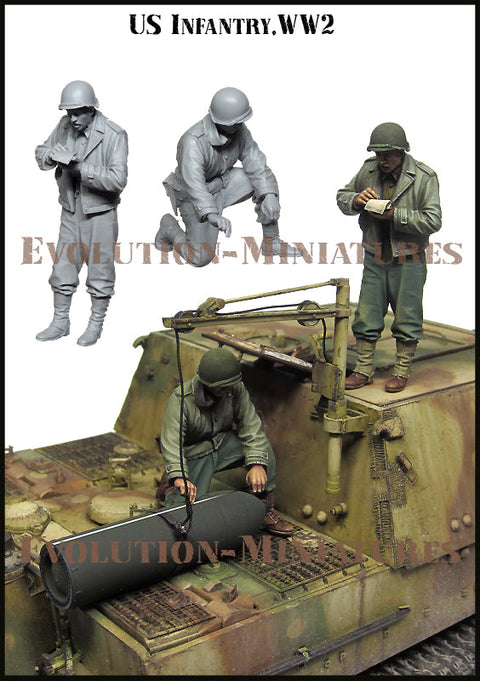 エボリューション EM-35191 1/35 WWII アメリカ ストームタイガーを点検する歩兵(4)(2体)