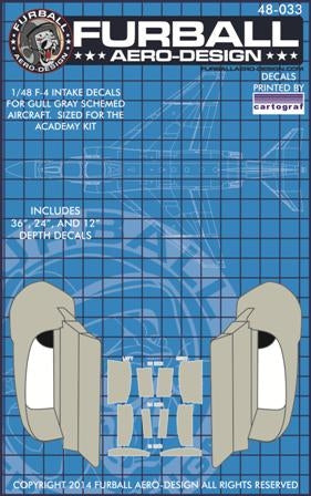 ファーボール 48-033 1/48 F 4ファントムII、インテイクデカール ガルグレー計画航空機(アカデミー用)
