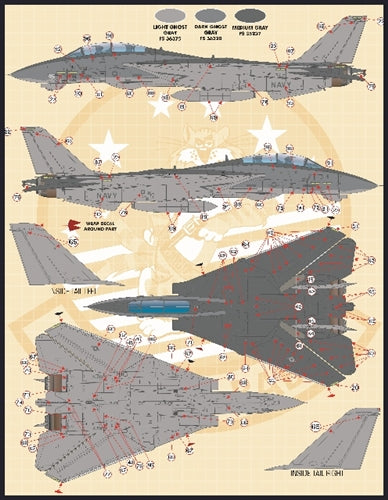 ファーボール 72-010 1/72 アメリカ海軍 F-14トムキャット用ステンシルとデータ