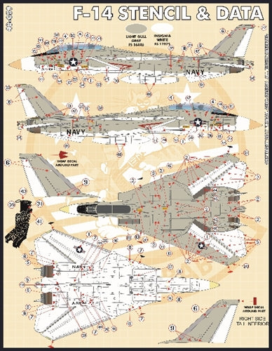 ファーボール 72-010 1/72 アメリカ海軍 F-14トムキャット用ステンシルとデータ
