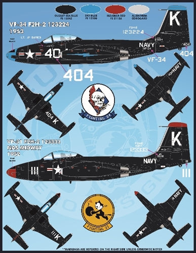 ファーボール FDS-4811 1/48 アメリカ海軍 海兵隊のカラフルな F2H-2/2Pシーブルーバンシーズ(キティーホーク用)