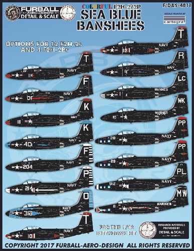 ファーボール FDS-4811 1/48 アメリカ海軍 海兵隊のカラフルな F2H-2/2Pシーブルーバンシーズ(キティーホーク用)