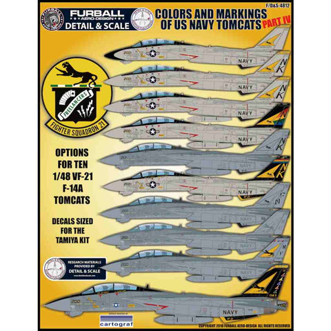 ファーボール FDS-4812 1/48 アメリカ海軍 F-14 トムキャット カラー&マーキング、パート4(タミヤ用)