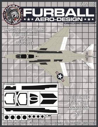 ファーボール FMS-003 1/48 F-4 ファントムIIのキャノピー、ウィングウォーク、ホイールハブ用ビニールマスクセット(アカデミー用)