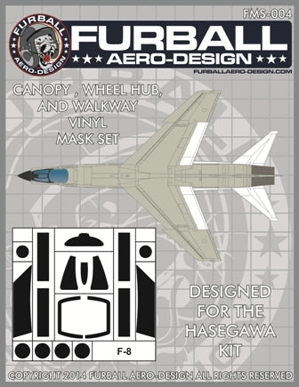 ファーボール FMS-004 1/48 F-8 クルセイダーのキャノピー、ウォークウェイ、ホイールハブ用ビニールマスクセット(ハセガワ用)