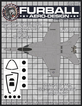 ファーボール FMS-007 1/48 F-18E スーパーホーネットのキャノピー、ホイールハブ、ガンマズル、IFF用ビニールマスクセット(ハセガワ用)