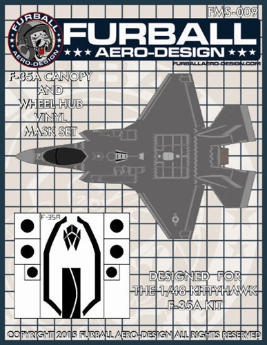 ファーボール FMS-009 1/48 F-35A ライトニングIIのキャノピー&ホイールハブ用ビニールマスクセット(キティーホーク用)