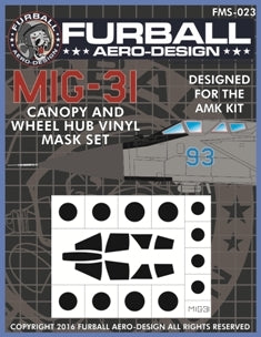 ファーボール FMS-023 1/48 MIG-31フォックスハウンドのキャノピー&ホイールハブ用ビニールマスクセット(AMK用)