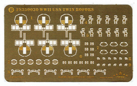 ファイブスターモデル FS350030 1/350 WWIIアメリカ海軍 ボフォース連装対空砲(4台セット)3Dプリント+真鍮砲身