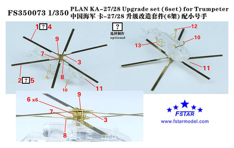ファイブスターモデル FS350073 1/350 中国海軍 Ka-27/Ka-28用アップグレードセット (6セット) (トランぺッター06213用)