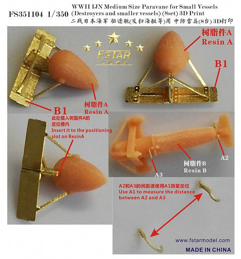 ファイブスターモデル FS351104 1/350 WWII 日本海軍 小型艦艇用 中型防雷具(8セット) (3Dプリンター製)
