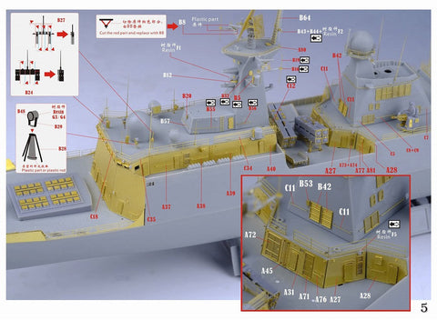 ファイブスターモデル FS352003 1/350 中国人民解放軍 海軍 054型A FFG-529 ジョウシャン スーパーアップグレードセット(トランぺッター 04543用)