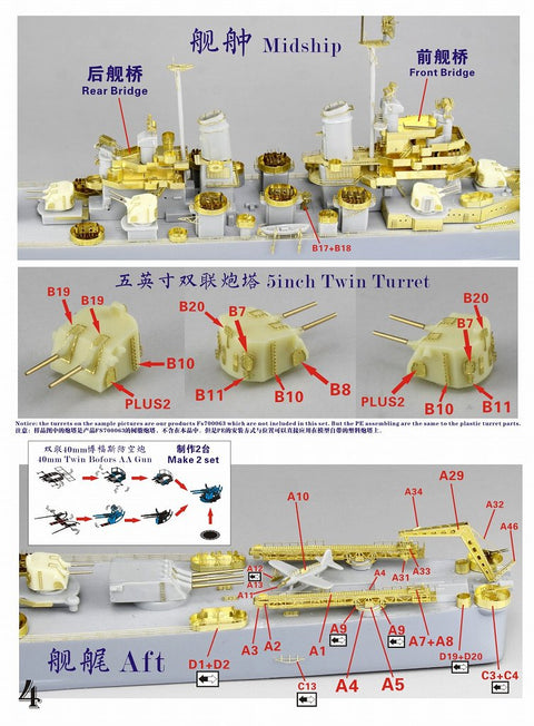 ファイブスターモデル FS700065 1/700 WWII アメリカ国海軍 重巡洋艦 CA-72 ピッツバーグ アップグレードセット(トランぺッター05726用)