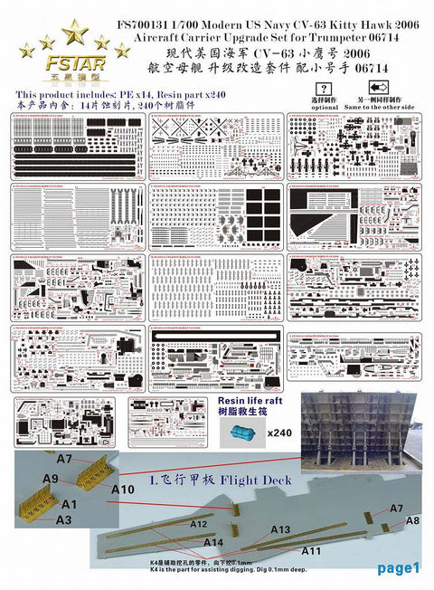 ファイブスターモデル FS700131 1/700 アメリカ海軍 航空母艦 CV-63 キティホーク 2006 アップグレードセット(トランぺッター06714用)