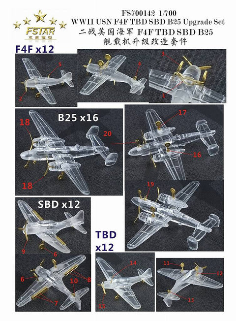 ファイブスターモデル FS700142 1/700 WWII アメリカ海軍 F4F/TBD/SBD/B25 アップグレードセット