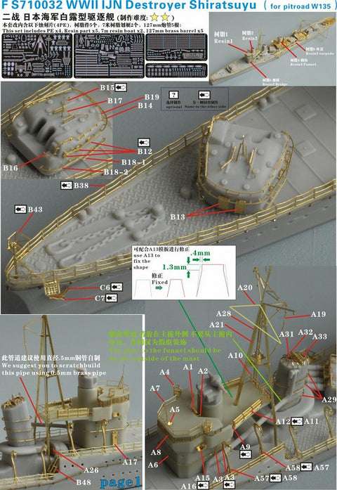 ファイブスターモデル FS710032SP 1/700 日本海軍 白ロシア型駆逐艦後期型用 スーパーアップグレードセット
