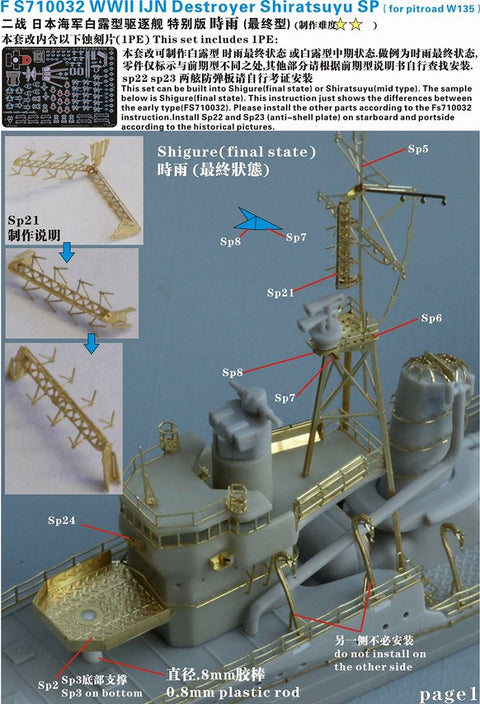 ファイブスターモデル FS710032 1/700 日本海軍 白ロシア型駆逐艦用 スーパーアップグレードセット